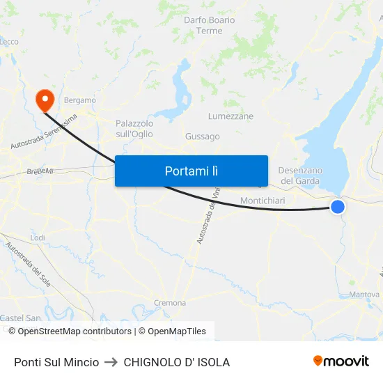 Ponti Sul Mincio to CHIGNOLO D' ISOLA map
