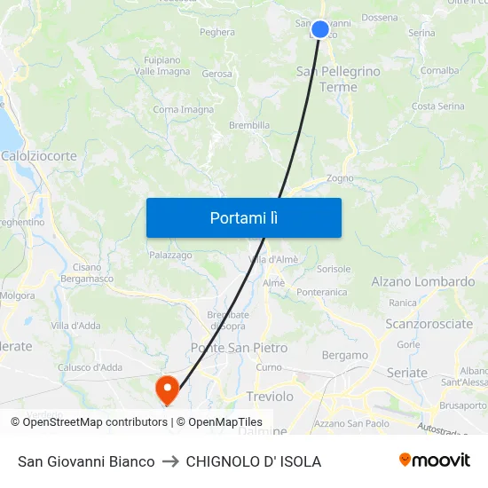 San Giovanni Bianco to CHIGNOLO D' ISOLA map