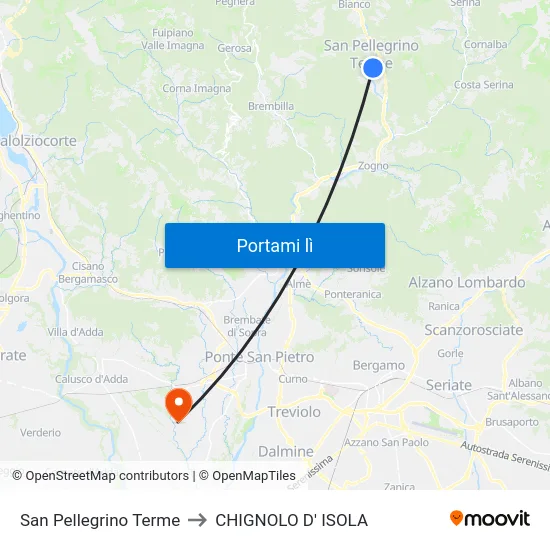 San Pellegrino Terme to CHIGNOLO D' ISOLA map