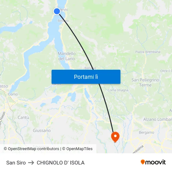 San Siro to CHIGNOLO D' ISOLA map