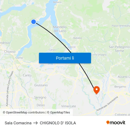 Sala Comacina to CHIGNOLO D' ISOLA map