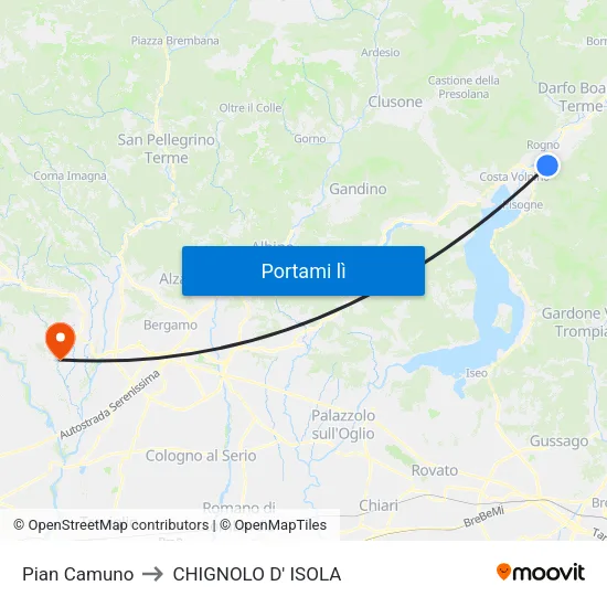 Pian Camuno to CHIGNOLO D' ISOLA map