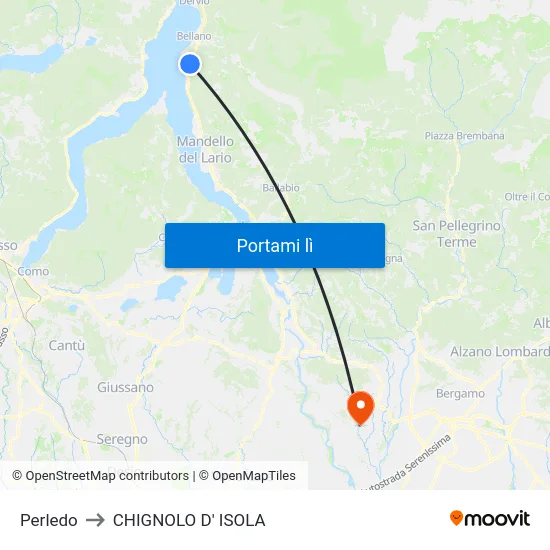 Perledo to CHIGNOLO D' ISOLA map