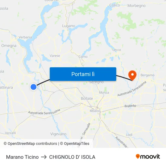 Marano Ticino to CHIGNOLO D' ISOLA map