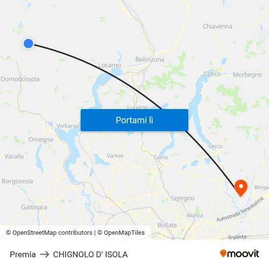 Premia to CHIGNOLO D' ISOLA map