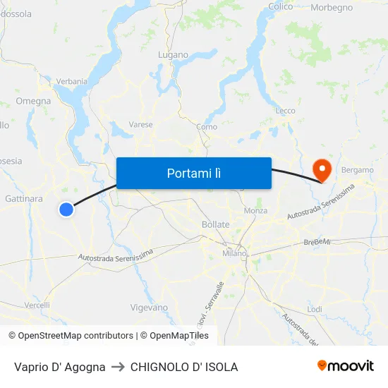 Vaprio D' Agogna to CHIGNOLO D' ISOLA map