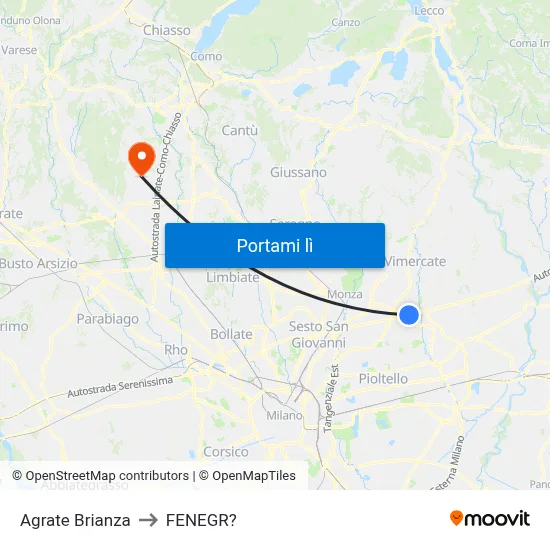 Agrate Brianza to FENEGR? map