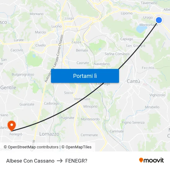 Albese Con Cassano to FENEGR? map