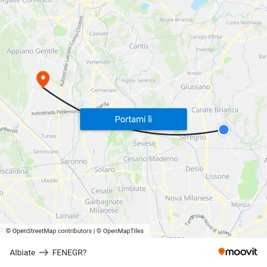 Albiate to FENEGR? map