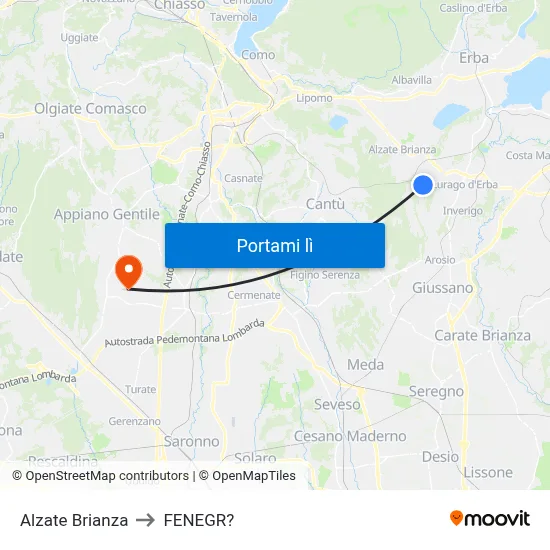 Alzate Brianza to FENEGR? map