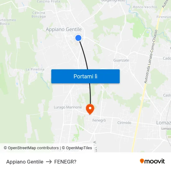 Appiano Gentile to FENEGR? map