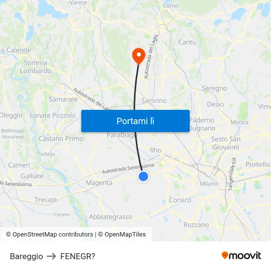 Bareggio to FENEGR? map
