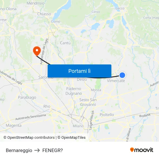 Bernareggio to FENEGR? map