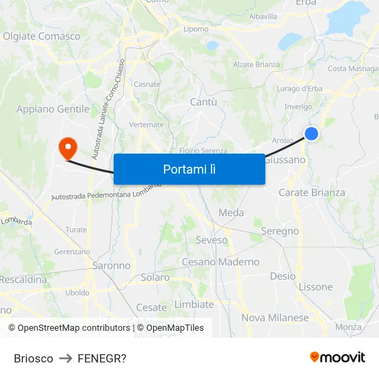 Briosco to FENEGR? map