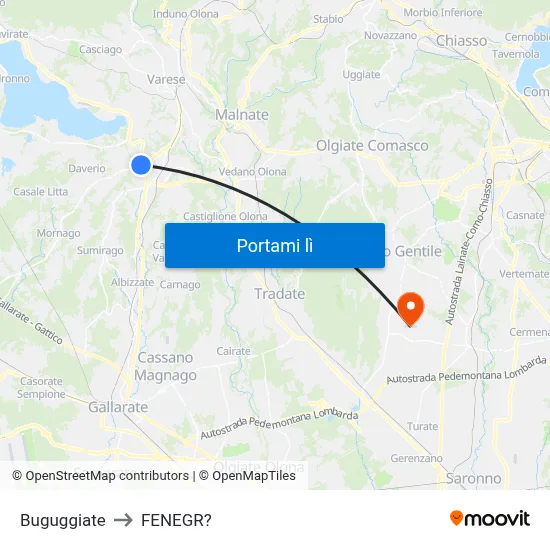 Buguggiate to FENEGR? map