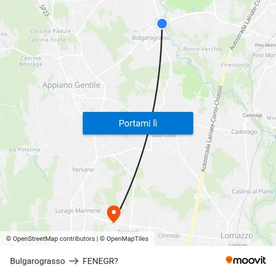 Bulgarograsso to FENEGR? map