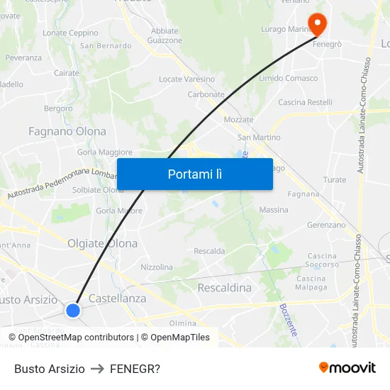 Busto Arsizio to FENEGR? map