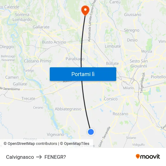 Calvignasco to FENEGR? map