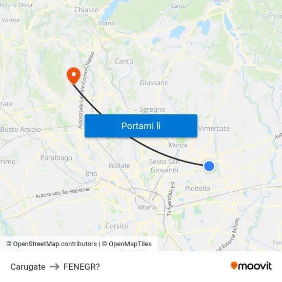 Carugate to FENEGR? map