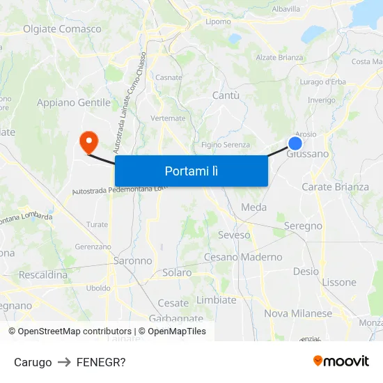 Carugo to FENEGR? map