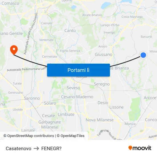Casatenovo to FENEGR? map
