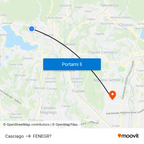 Casciago to FENEGR? map