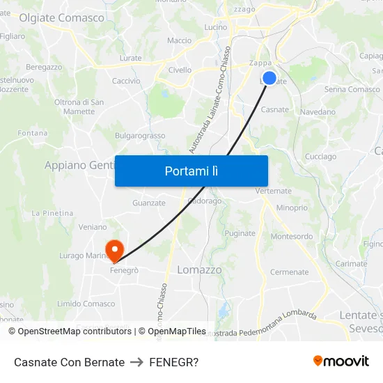 Casnate Con Bernate to FENEGR? map