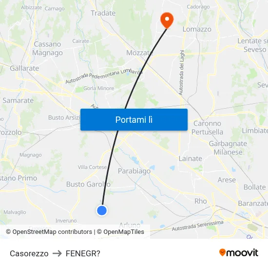 Casorezzo to FENEGR? map
