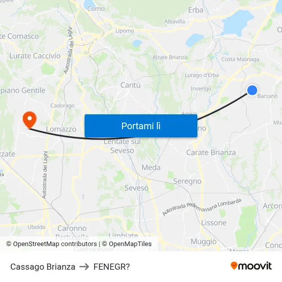 Cassago Brianza to FENEGR? map