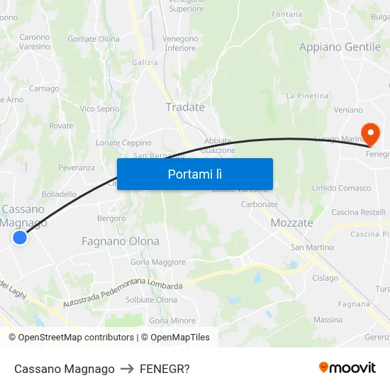 Cassano Magnago to FENEGR? map