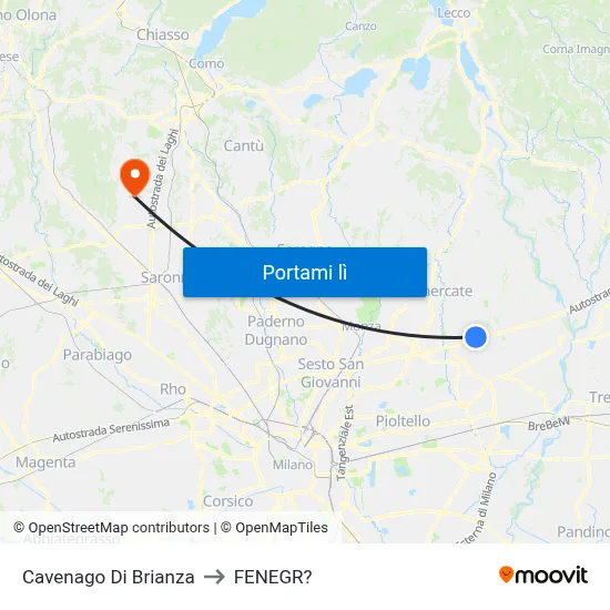 Cavenago Di Brianza to FENEGR? map