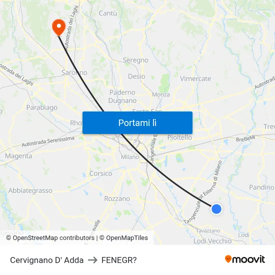 Cervignano D' Adda to FENEGR? map