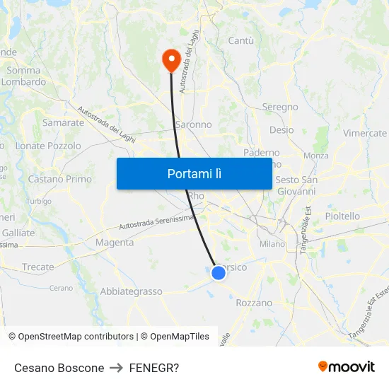 Cesano Boscone to FENEGR? map