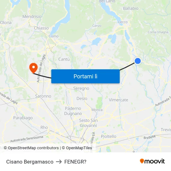 Cisano Bergamasco to FENEGR? map