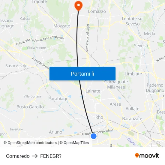 Cornaredo to FENEGR? map