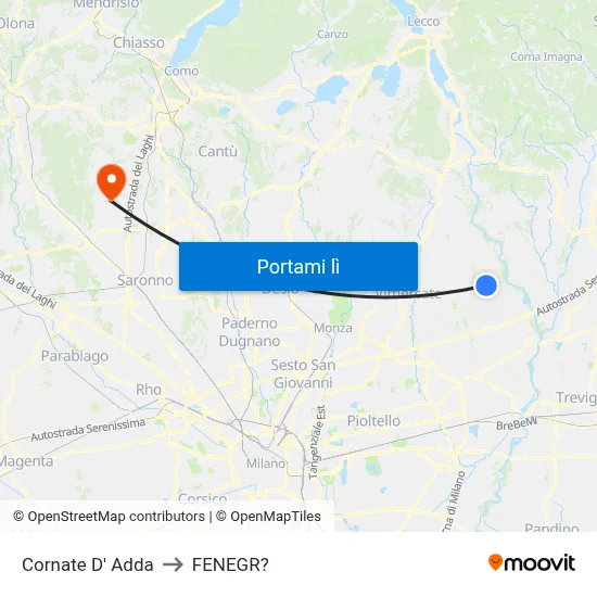 Cornate D' Adda to FENEGR? map