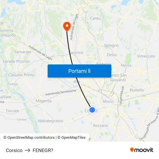 Corsico to FENEGR? map