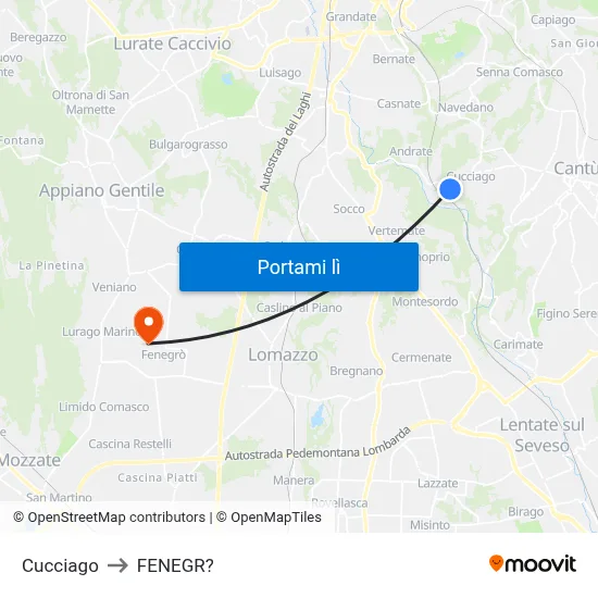 Cucciago to FENEGR? map