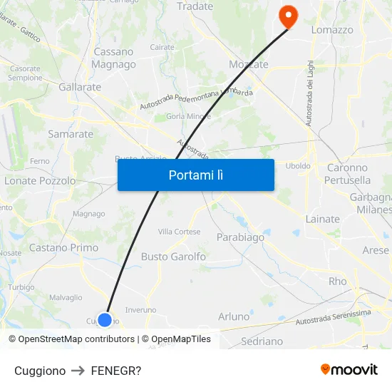 Cuggiono to FENEGR? map