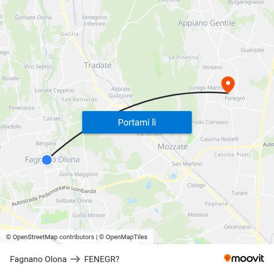 Fagnano Olona to FENEGR? map