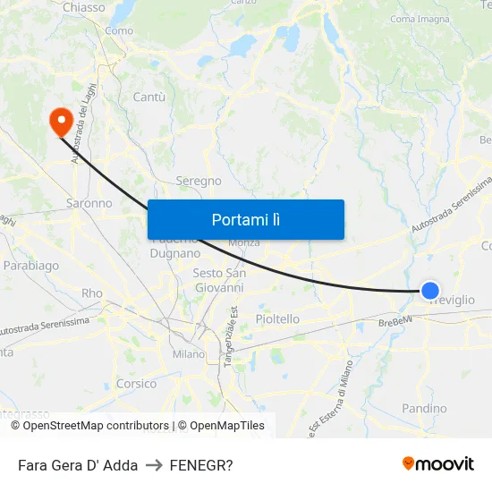 Fara Gera D' Adda to FENEGR? map