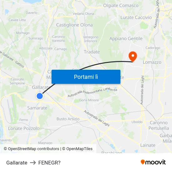 Gallarate to FENEGR? map