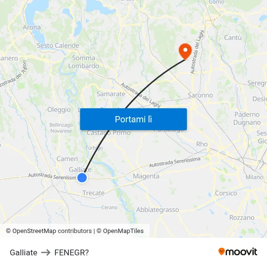 Galliate to FENEGR? map