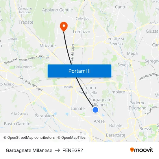 Garbagnate Milanese to FENEGR? map