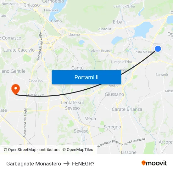 Garbagnate Monastero to FENEGR? map