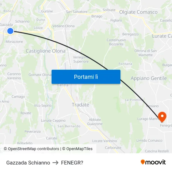 Gazzada Schianno to FENEGR? map