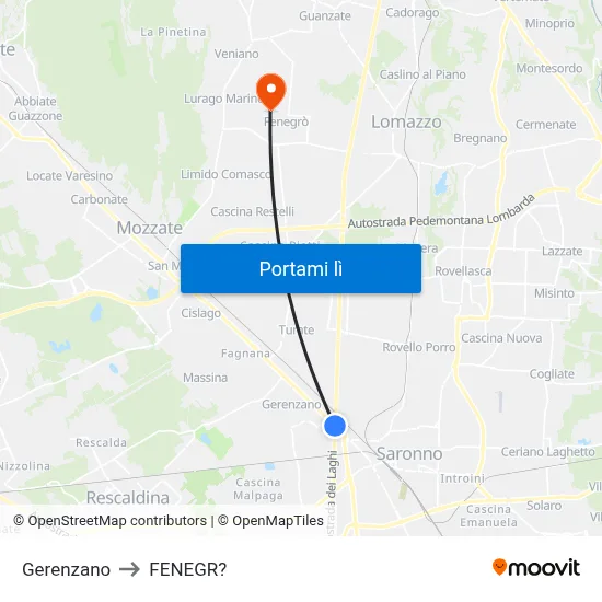 Gerenzano to FENEGR? map