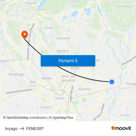 Inzago to FENEGR? map