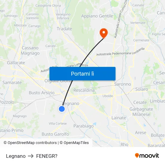 Legnano to FENEGR? map