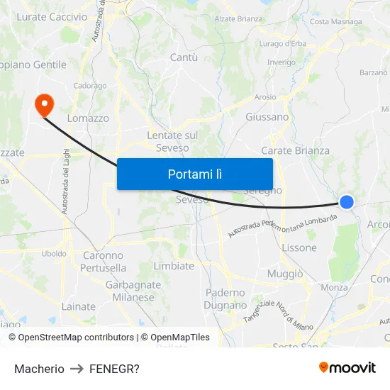 Macherio to FENEGR? map